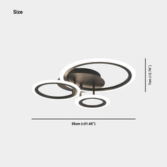 Semi Flush Mount Ceiling Light Geometric LED Dimmable Black Size