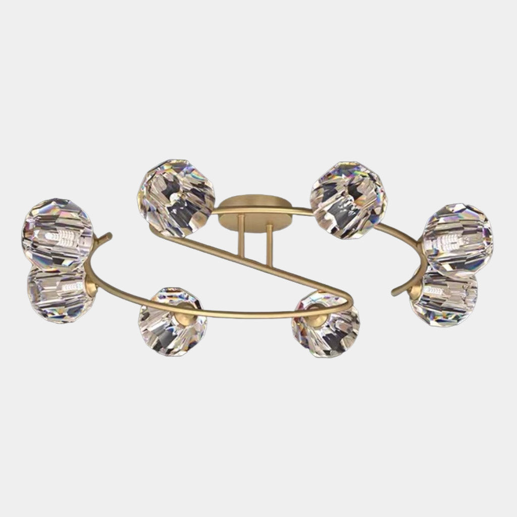 Semi Flush Mount Ceiling Light Glass Crystal Globe