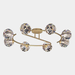 Semi Flush Mount Ceiling Light Glass Crystal Globe