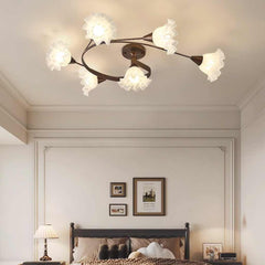 Semi Flush Mount Ceiling Light Glass Flower Lily of the Valley Bedroom