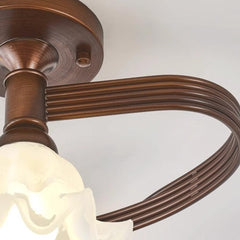 Semi Flush Mount Ceiling Light Glass Flower Lily of the Valley Detail