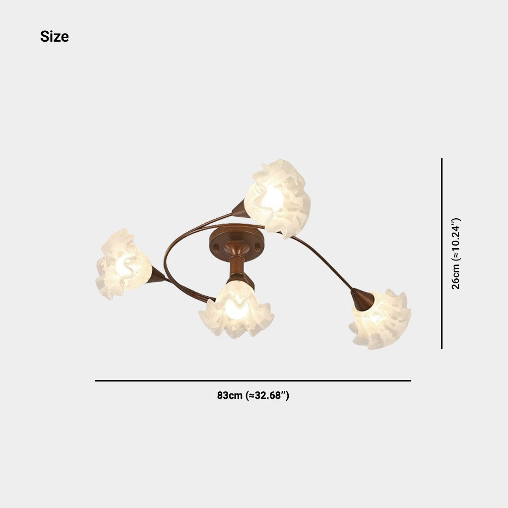 Semi Flush Mount Ceiling Light Glass Flower Lily of the Valley Size