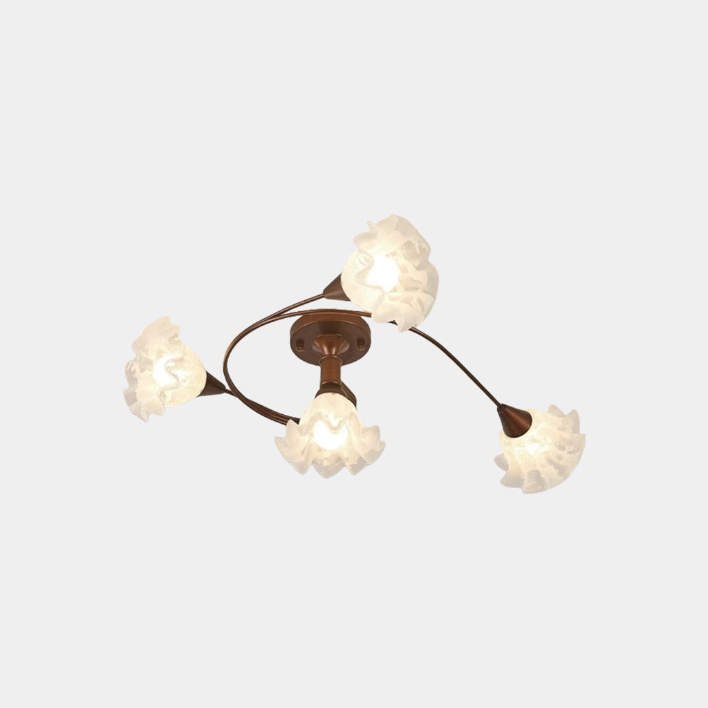 Semi Flush Mount Ceiling Light Glass Flower