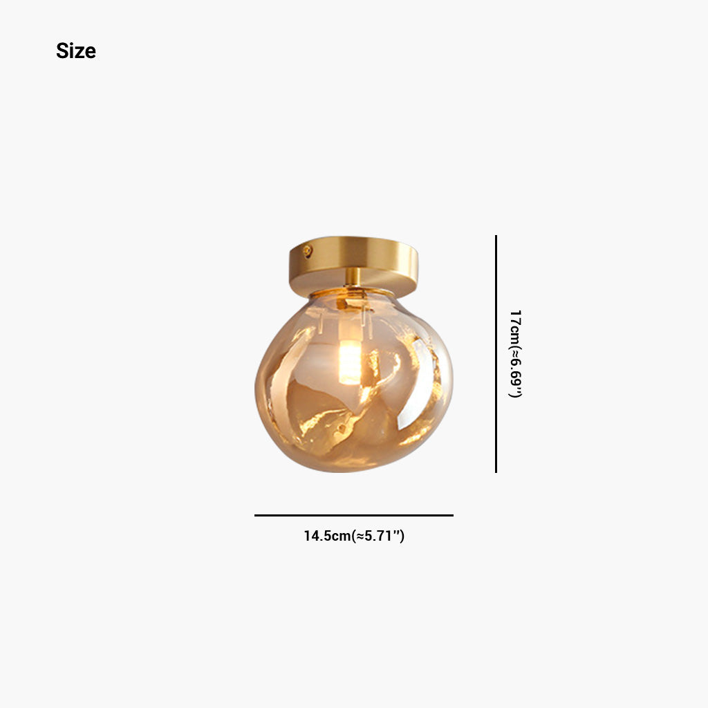Semi Flush Mount Ceiling Light Glass Globe Gold Size