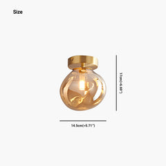 Semi Flush Mount Ceiling Light Glass Globe Gold Size