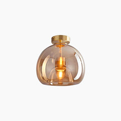 Semi Flush Mount Ceiling Light Glass Globe Gold