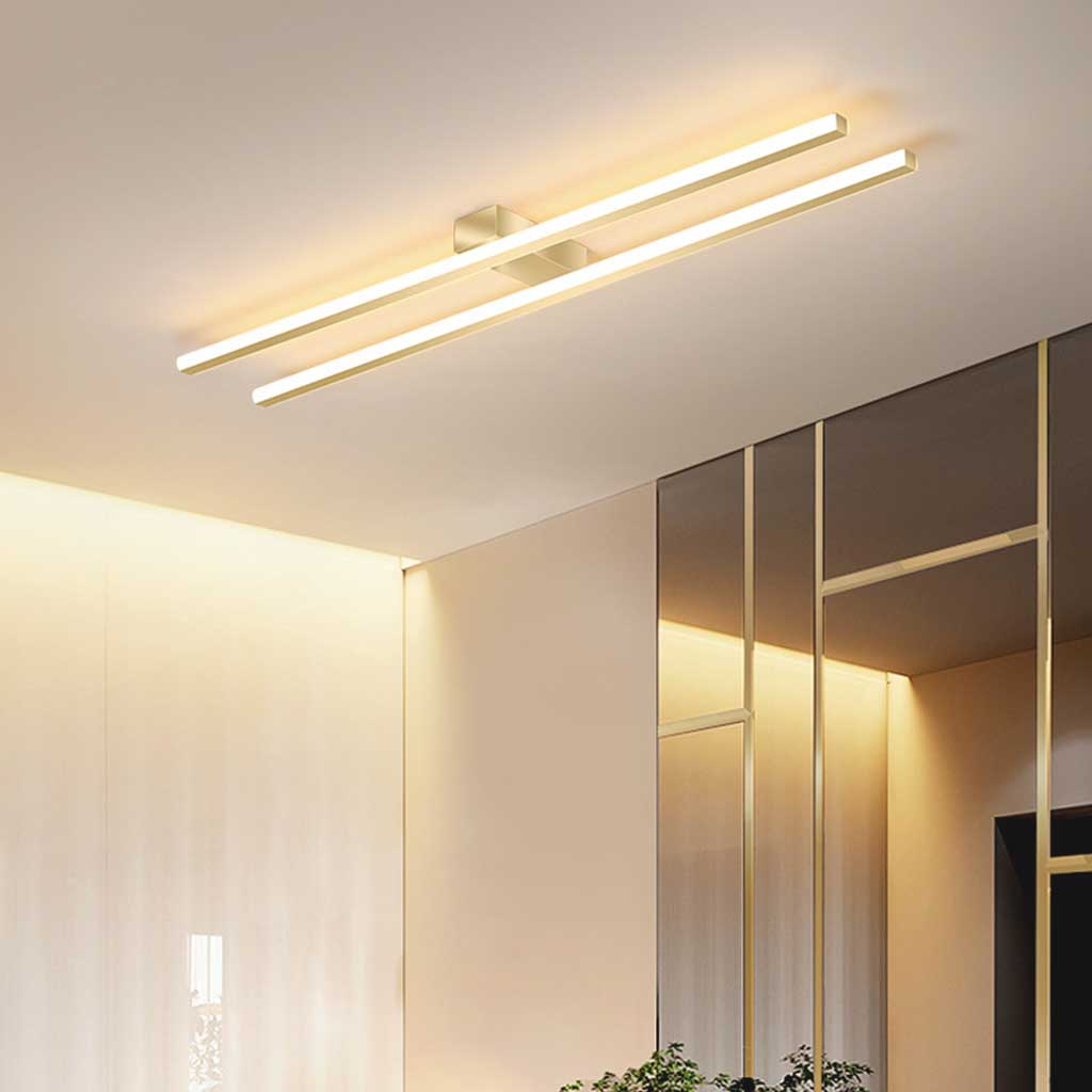 Semi Flush Mount Ceiling Light Linear Gold Hallway