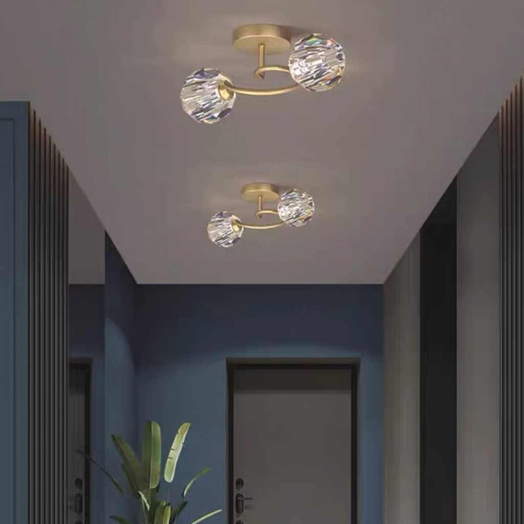 Semi-Flush Mount Ceiling Light Luxury Glass Crystal Globe Hallway