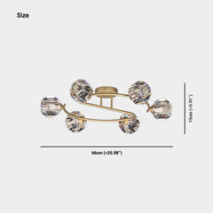 Semi-Flush Mount Ceiling Light Luxury Glass Crystal Globe
