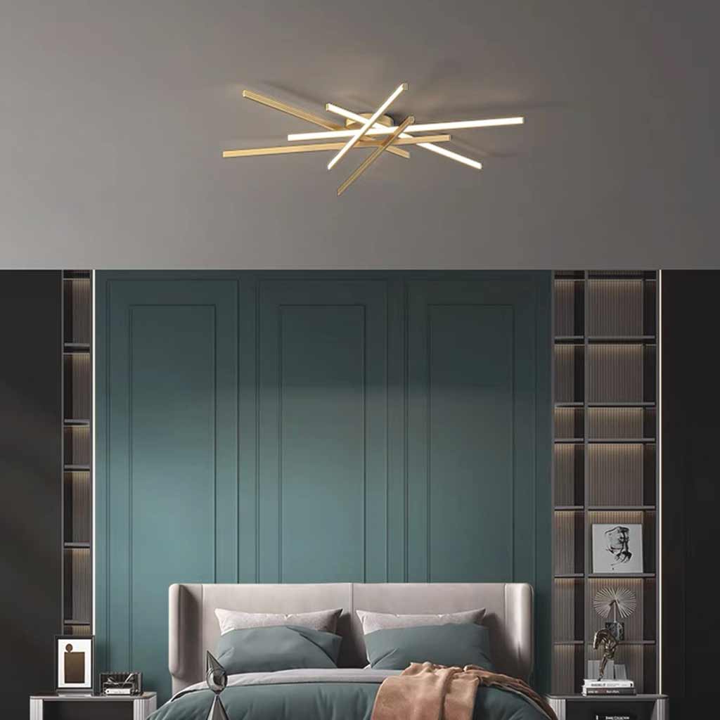 Semi-Flush Mount Ceiling Light Multi Line Brass Sputnik LED Bedroom