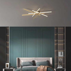 Semi-Flush Mount Ceiling Light Multi Line Brass Sputnik LED Bedroom