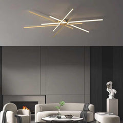 Semi-Flush Mount Ceiling Light Multi Line Brass Sputnik LED Living Room