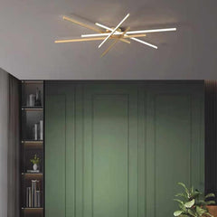 Semi-Flush Mount Ceiling Light Multi Line Brass Sputnik LED Room