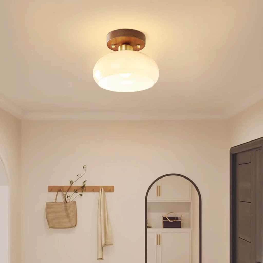 Semi-Flush Mount Ceiling Light Small Vintage Glass Entryway
