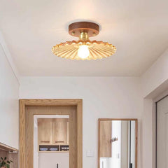 Semi-Flush Mount Ceiling Light Small Vintage Glass Hallway
