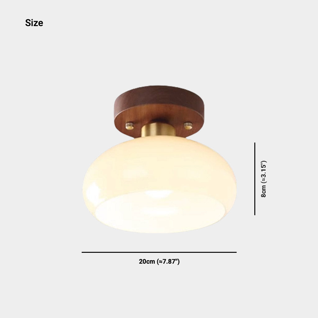 Semi-Flush Mount Ceiling Light Small Vintage Glass Size