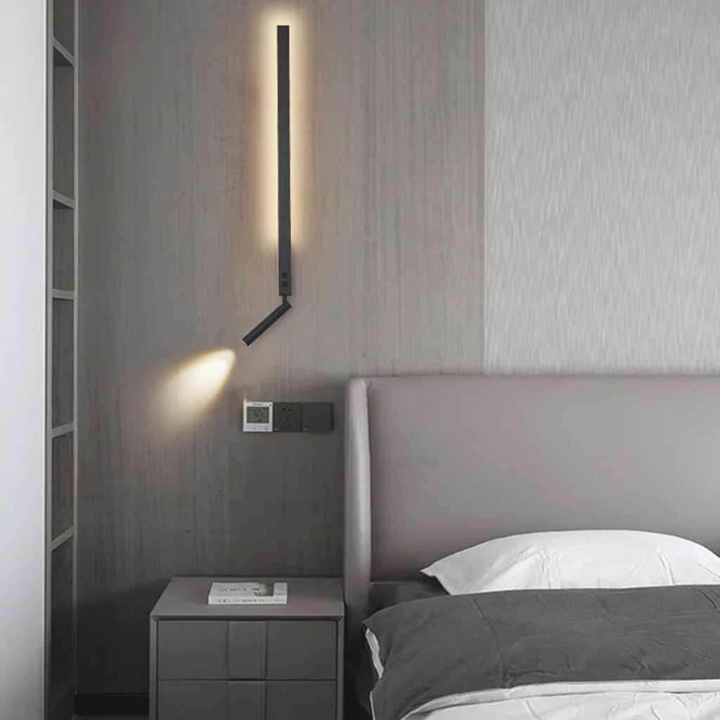 Slim LED Wall Lamp with Adjustable Spotlight Bedroom