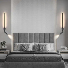 Slim LED Wall Lamp with Adjustable Spotlight Black Bedroom