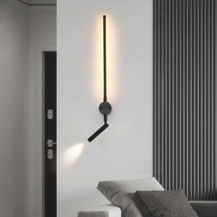 Slim LED Wall Lamp with Adjustable Spotlight Black Living Room