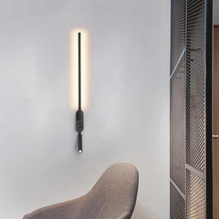 Slim LED Wall Lamp with Adjustable Spotlight Black Sitting Room