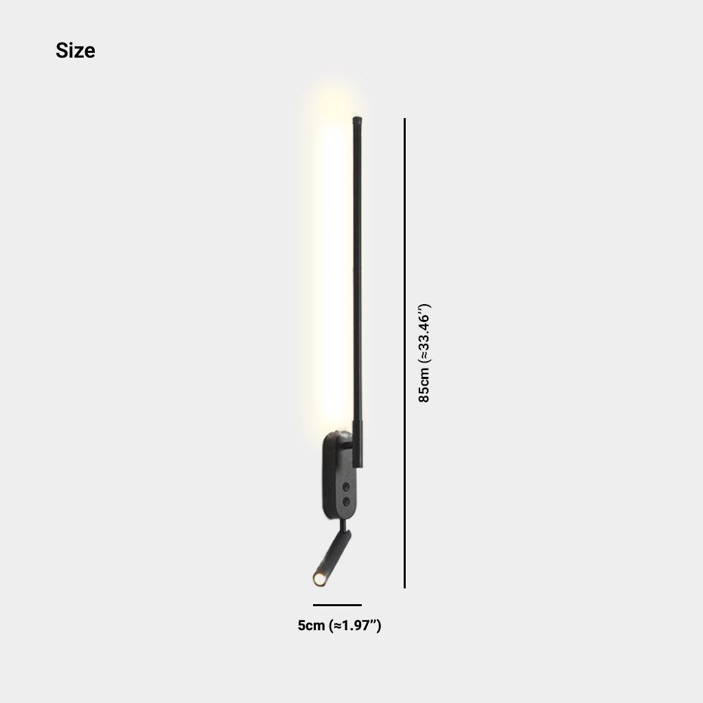 Slim LED Wall Lamp with Adjustable Spotlight Black Size