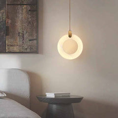 Small Ring Pendant Light Minimalist Marble Alabaster LED