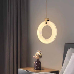 Small Ring Pendant Light Minimalist Marble Alabaster LED