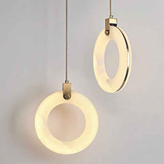Small Ring Pendant Light Minimalist Marble Alabaster LED
