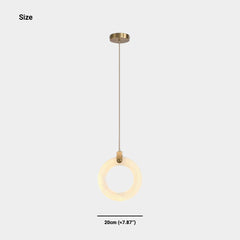 Small Ring Pendant Light Minimalist Marble Alabaster LED