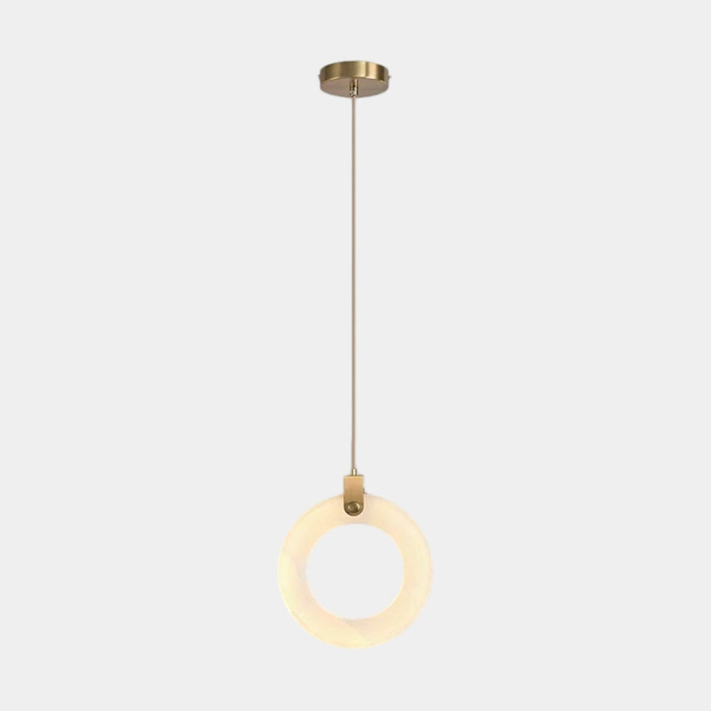 Small Ring Pendant Light Minimalist Marble Alabaster LED
