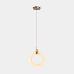 Small Ring Pendant Light Minimalist Marble Alabaster LED