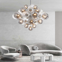 Smoke Grey Glass Bubble Chandelier 18 Lights Hall
