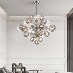 Smoke Grey Glass Bubble Chandelier 18 Lights Living Room