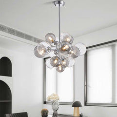 Smoke Grey Glass Bubble Chandelier 8 Lights Dining Room