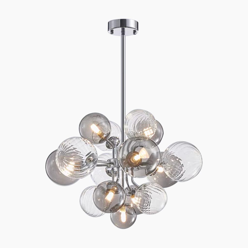 Smoke Grey Glass Bubble Chandelier 8 Lights