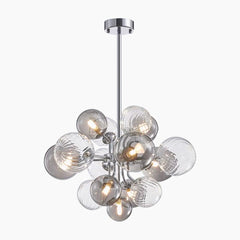 Smoke Grey Glass Bubble Chandelier 8 Lights