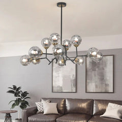 Smokey Grey Glass Bubble Chandelier Living Room