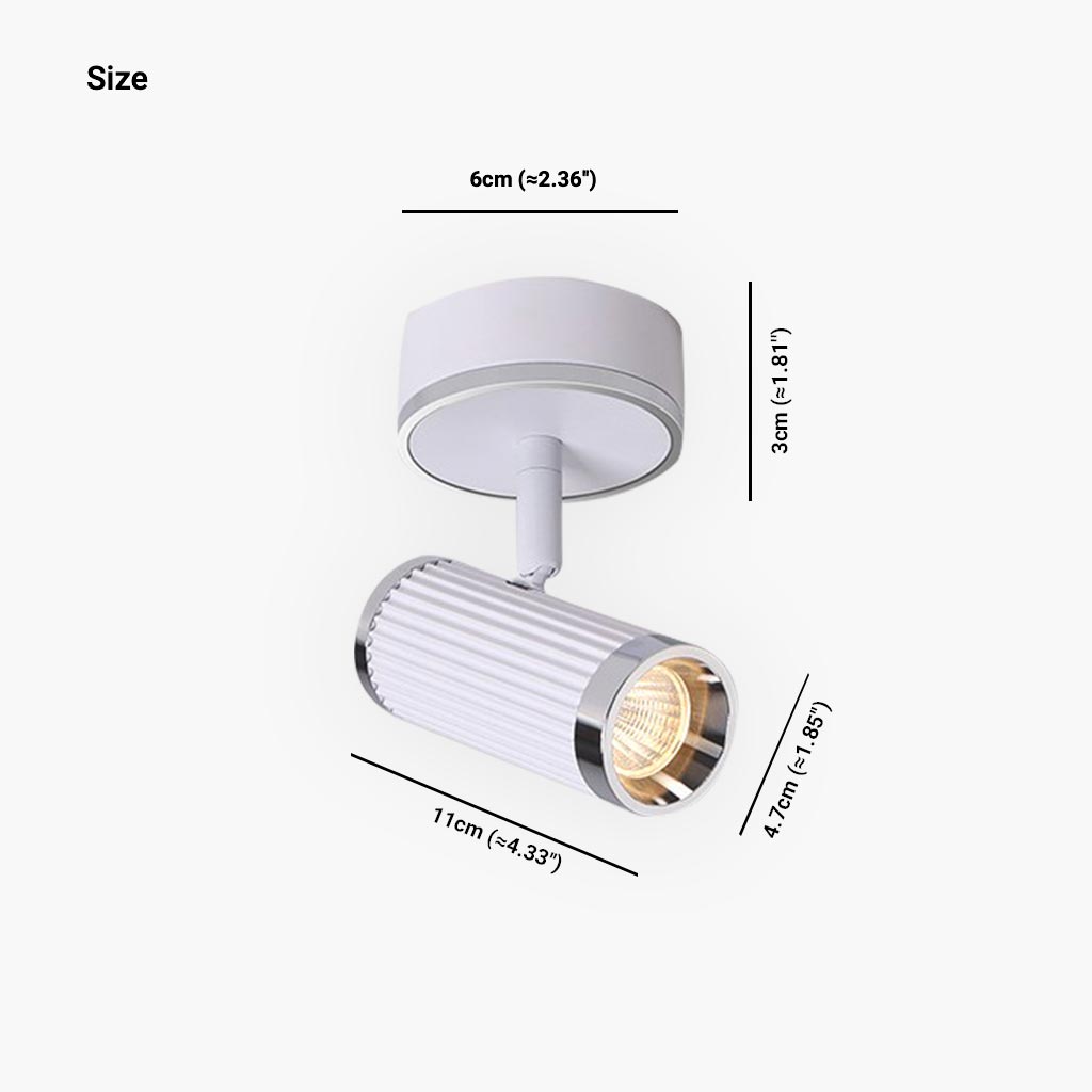 Fuzhong Ceiling Wall Spotlight Fashion Adjustable LED White Shade Dia4.7cm H11cm Dia1.85 H4.33 5W White Gold