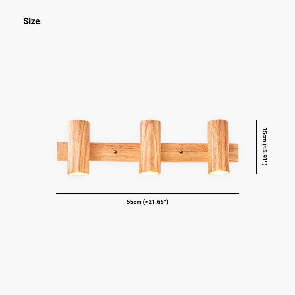 Spotlight LED Wood 3 Heads Size