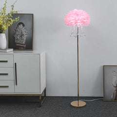 Stylish Feather Floor Lamp with Crystal Tassels Living Room