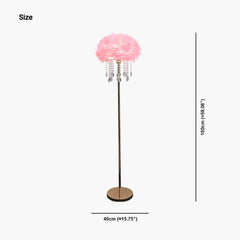 Stylish Feather Floor Lamp with Crystal Tassels Size