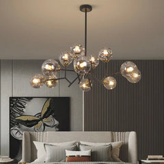 Stylish Smokey Grey Bubble Chandelier Living Room