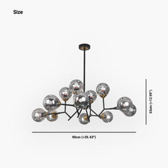 Stylish Smokey Grey Glass Bubble Chandelier Size