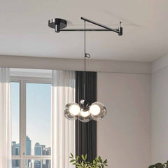 Zwenkarm hanglamp 360° verstelbare glazen bol met 3 lampen