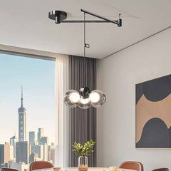 Zwenkarm hanglamp 360° verstelbare glazen bol met 3 lampen