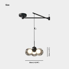 Zwenkarm hanglamp 360° verstelbare glazen bol met 3 lampen