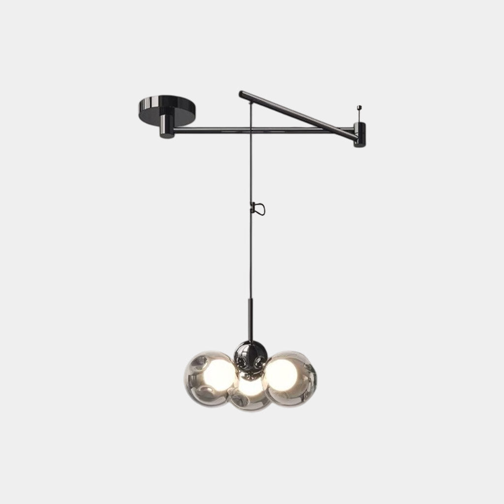 Zwenkarm hanglamp 360° verstelbare glazen bol met 3 lampen