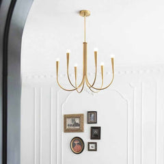 Lámpara de araña brazo en picado con globos ambientales minimalistas, dorado/negro