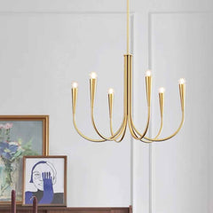 Lámpara de araña brazo en picado con globos ambientales minimalistas, dorado/negro