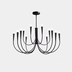 Lámpara de araña brazo en picado con globos ambientales minimalistas, dorado/negro